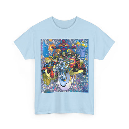 Marvel Cosmic Heroes T-Shirt - Silver Surfer, Captain Marvel, Adam Warlock, Quasar, Nova, Galactus, Jack of Hearts, Moondragon, Thanos
