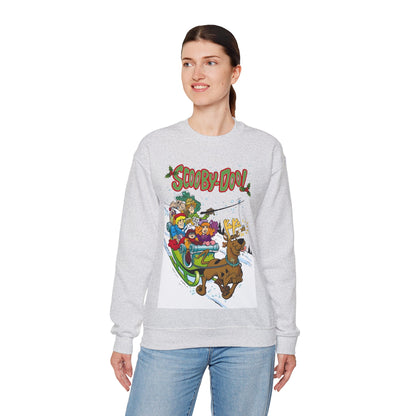 Scooby Doo Christmas Crewneck Sweatshirt - Shaggy, Daphne, Velma, Fred Sleighing Through the Snow