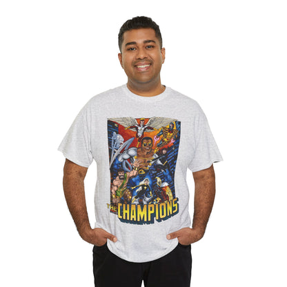 Champions T-Shirt - John Byrne Art - Hercules, Black Widow, Ghost Rider, Black Goliath, Silver Surfer, Jack of Hearts - Marvel Comics 1970s Series