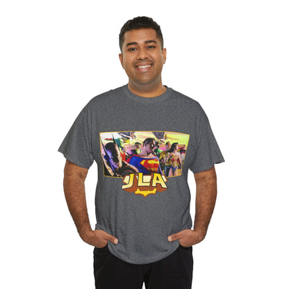JLA T-Shirt - Alex Ross Art - Superman, Batman, Wonder Woman, Hawkman, Green Lantern, Black Canary, Flash, Martian Manhunter, Green Arrow - Justice League - DC Comics