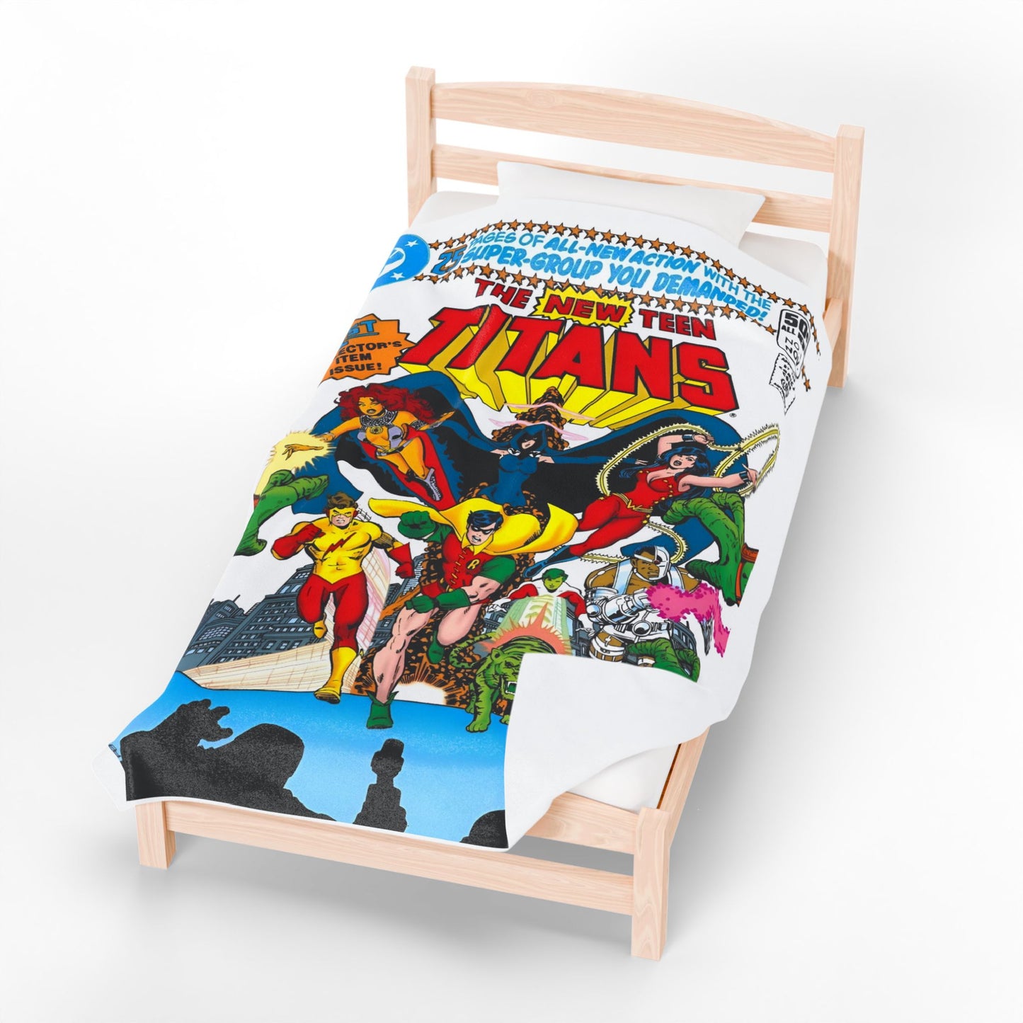 New Teen Titans Velveteen Plush Blanket 60x80" - George Perez Art - DC Comics - Robin, Wonder Girl, Cyborg, Raven, Starfire