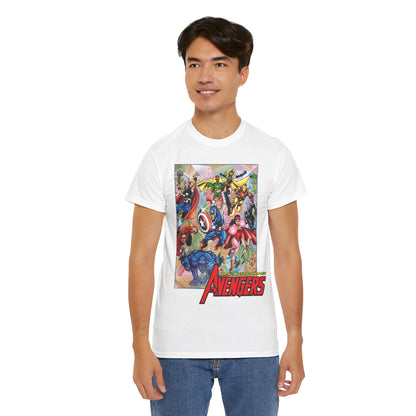 Avengers T-Shirt - George Perez Art - Captain America, Iron Man, Thor, Scarlet Witch, Black Panther, Wonder Man, Beast, Vision - Marvel Comics