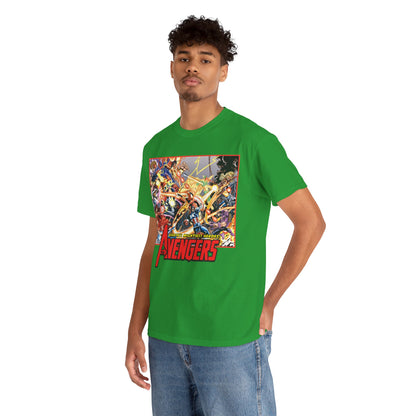 Avengers Vs Thunderbolts T-Shirt - George Perez Art - Captain America, Iron Man, Wonder Man, Scarlet Witch, Hawkeye, Citizen V, MACH-1, Techno, Atlas, Songbird - Marvel Comics