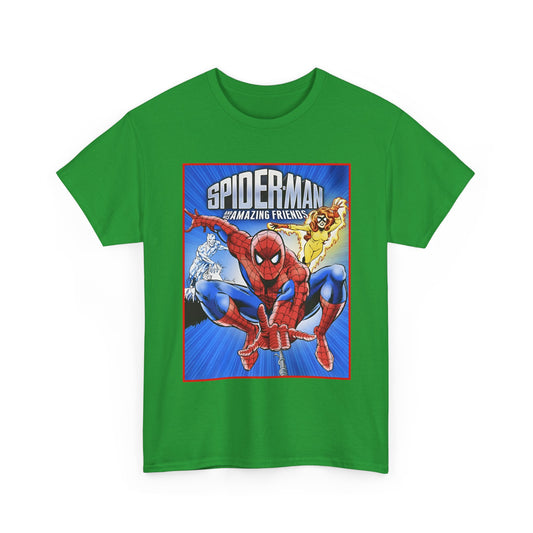 Spider-Man & His Amazing Friends T-Shirt - Firestar, Iceman - Popular 1980s Saturday Morning Cartoon - Marvel Comics