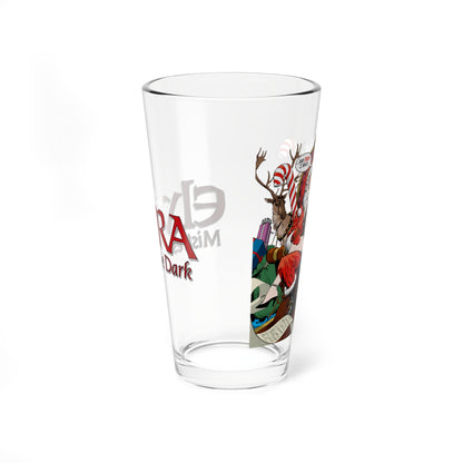 Elvira Pint Glass, 16oz - Mistress of the Dark - DC Comics Holiday Special Art - Sitting on Santa Claus' Lap