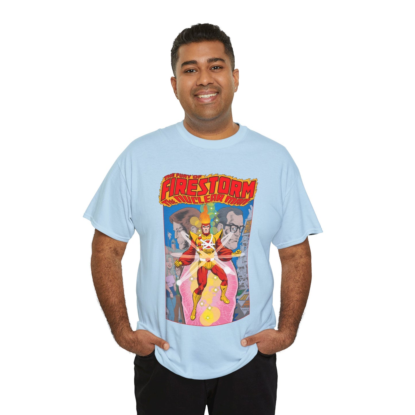 Fury of Firestorm T-Shirt - Pat Broderick Art - The Nuclear Man - Ronnie Raymond, Professor Martin Stein - DC Comics