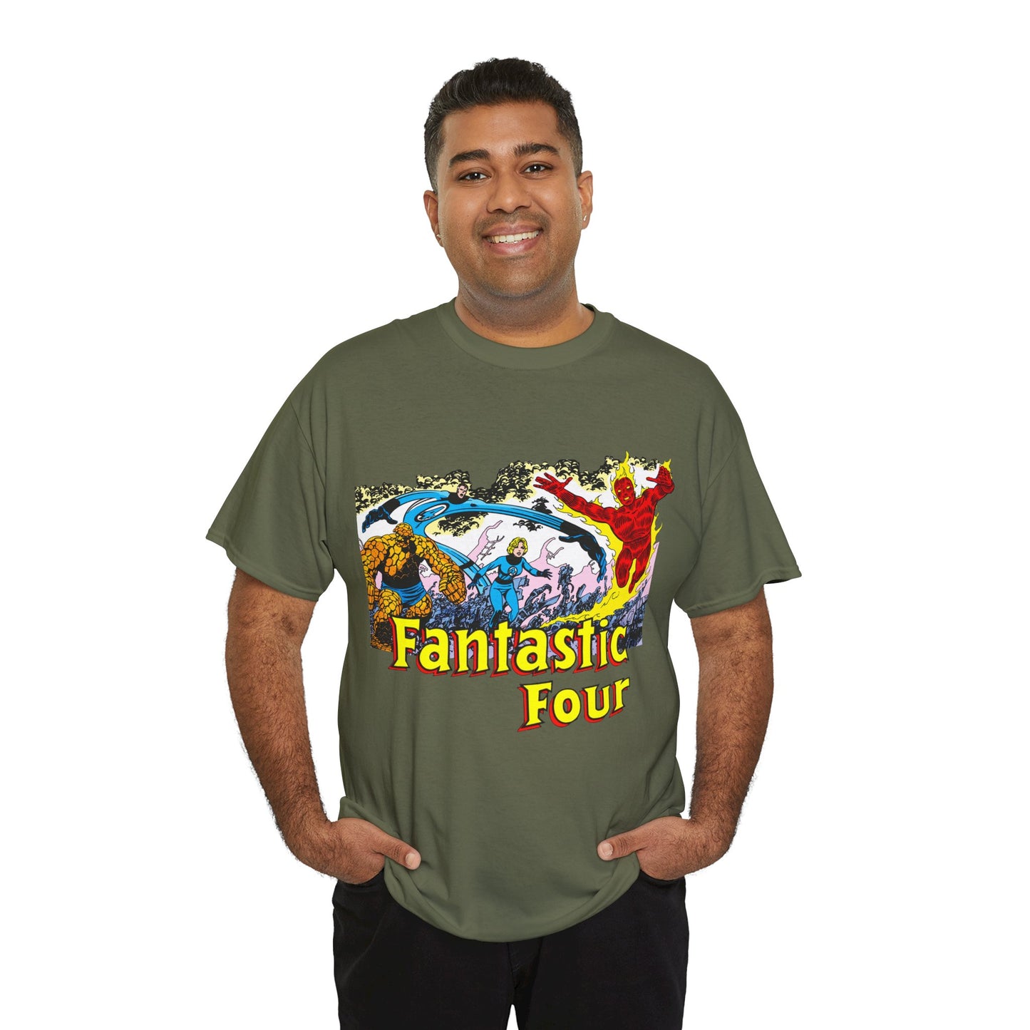 Fantastic Four T-Shirt - John Byrne Art - Reed Richards, Invisible Woman, Human Torch, The Thing - Marvel Comics