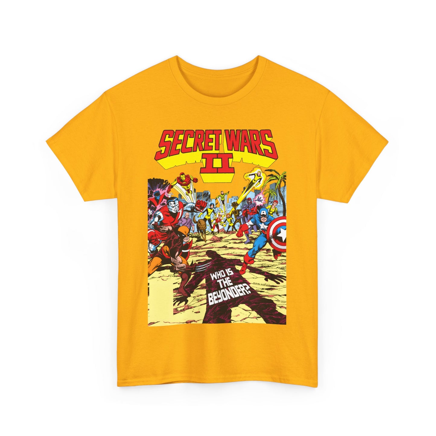 Secret Wars II T-Shirt - John Byrne Art - X-Men, New Mutants, Captain America - The Beyonder - Marvel Comics Series, 1980s