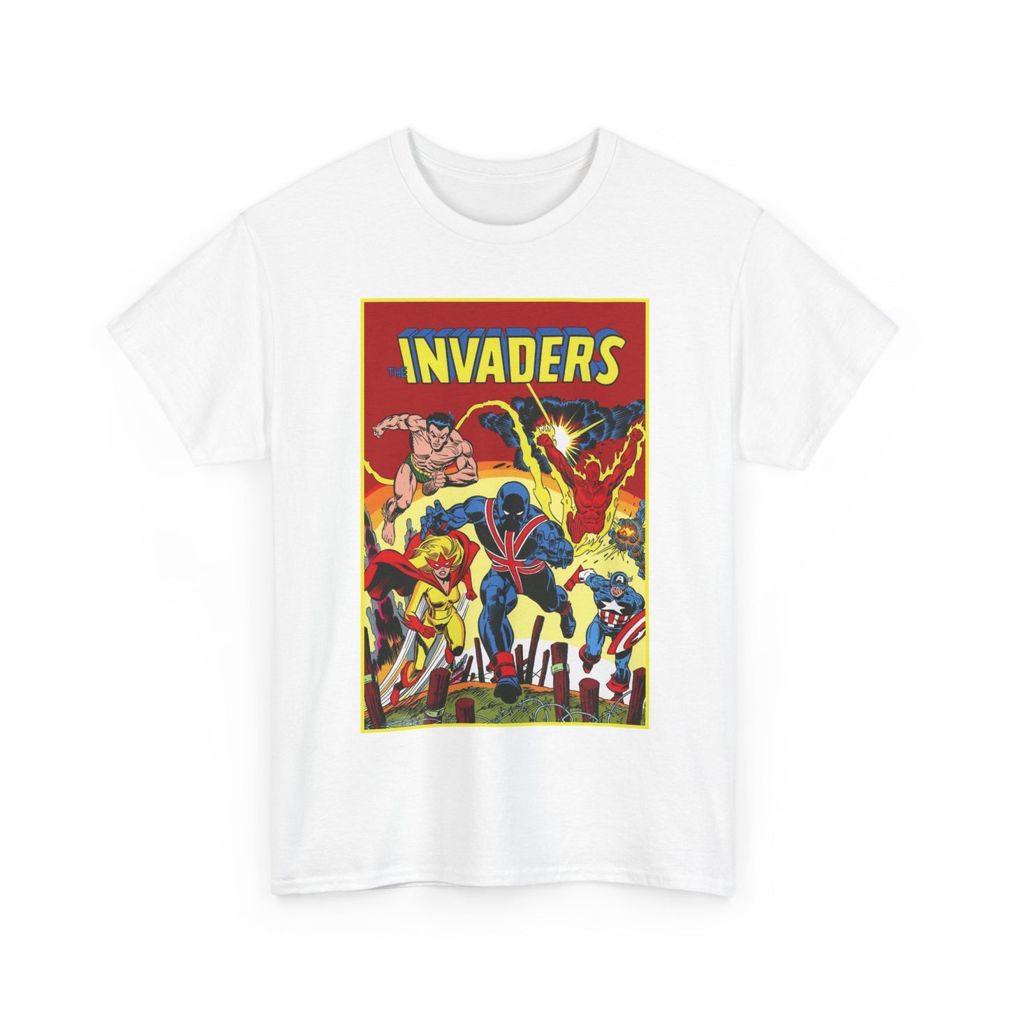 Invaders T-Shirt - Captain America, Human Torch, Namor, Spitfire - World War II Soldiers - Golden Age Heroes - Marvel Comics