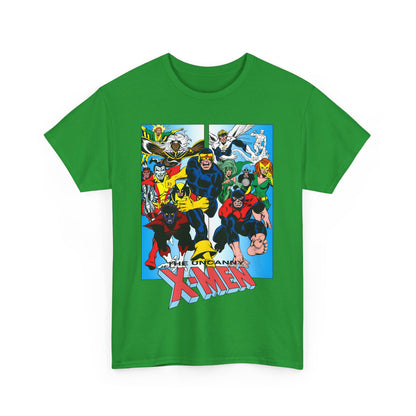 Uncanny X-Men T-Shirt - Classic Dave Cockrum Art - Popular Marvel Comics Series - Wolverine, Storm, Cyclops, Nightcrawler, Jean Grey, Iceman, Banshee, Beast