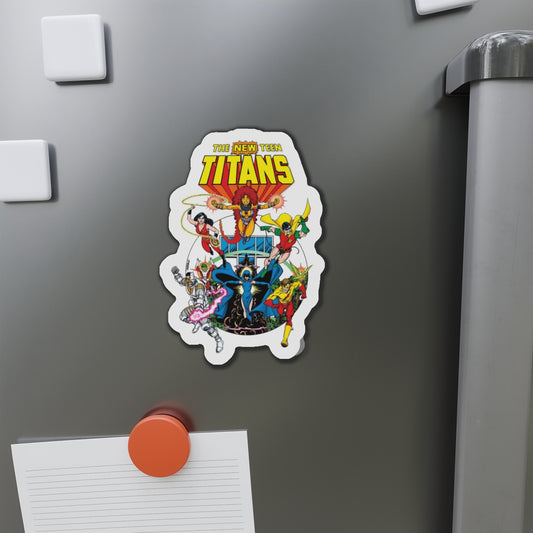 New Teen Titans Die-Cut Magnet - George Perez Art - Robin, Wonder Girl, Cyborg, Starfire, Raven, Changeling, Kid Flash - Titans Tower - DC Comics - 3", 4", 5", 6"