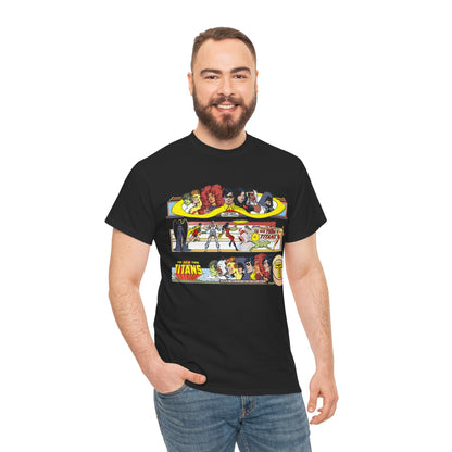 New Teen Titans T-Shirt - George Perez Art - 1980s Promotional Banners - Robin, Wonder Girl, Cyborg, Starfire - DC Comics