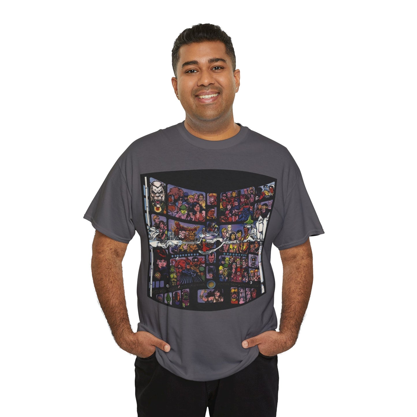 Focus on George Perez T-Shirt - Monitor, New Teen Titans, Avengers, Fantastic Four - DC & Marvel Comics - Note: Black Tee is a Negative Space Piece and is Borderless