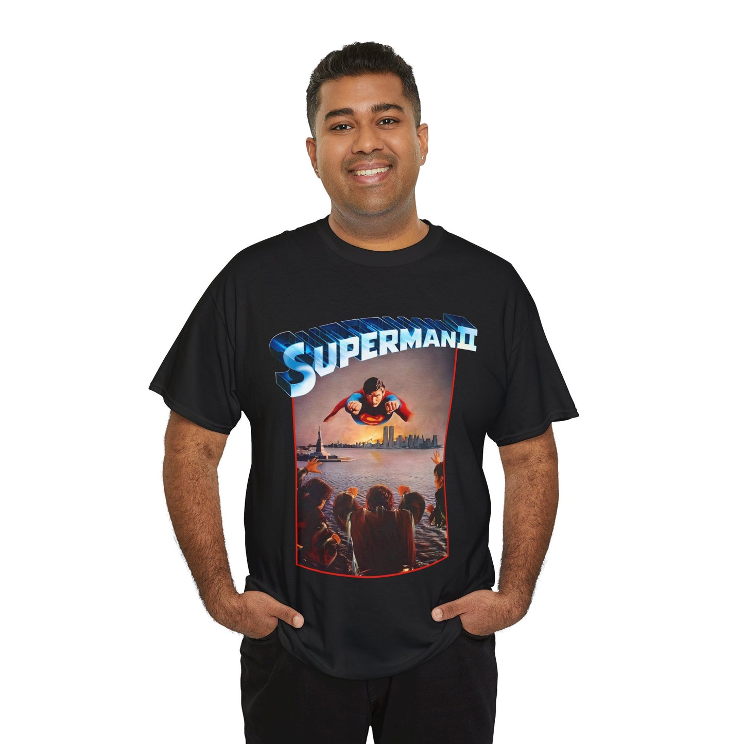 Superman II T-Shirt - Christopher Reeve, Terence Stamp, Sarah Douglas - Vs General Zod, Ursa, Non - Phantom Zone Villains - 1980 Movie Poster - DC Comics