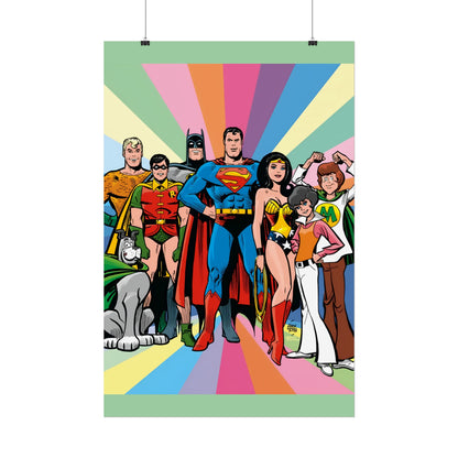 Super Friends Rolled Poster - Alex Toth Art - Hanna-Barbera 1970s Cartoon - Superman, Wonder Woman, Batman - DC Comics - Multiple Sizes Up to 24"x36"