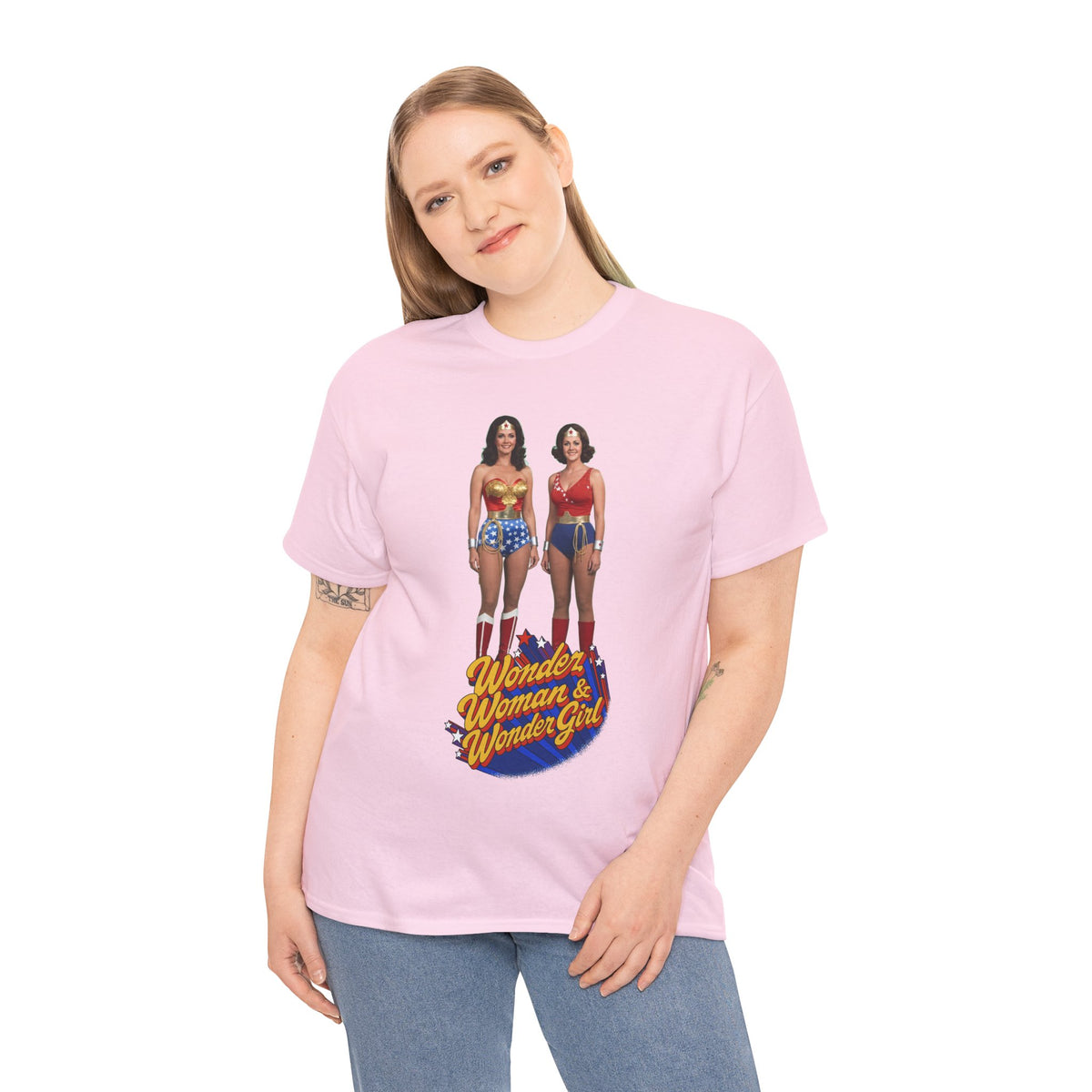 Wonder Woman & Wonder Girl T-Shirt - Lynda Carter Retro 1970s TV Show - DC Comics