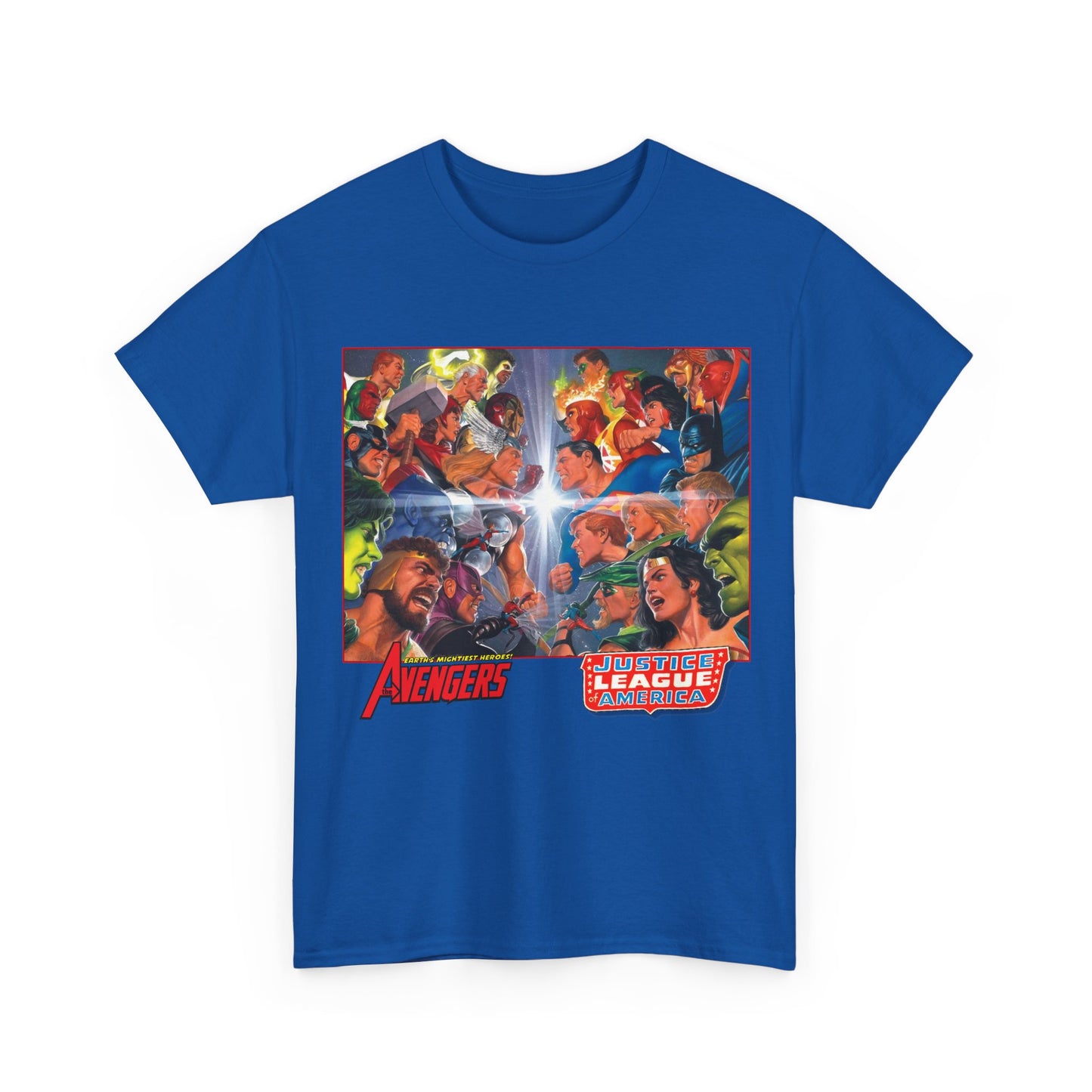Avengers/Justice League of America T-Shirt - Alex Ross Art, George Perez Homage - DC Comics, Marvel Comics