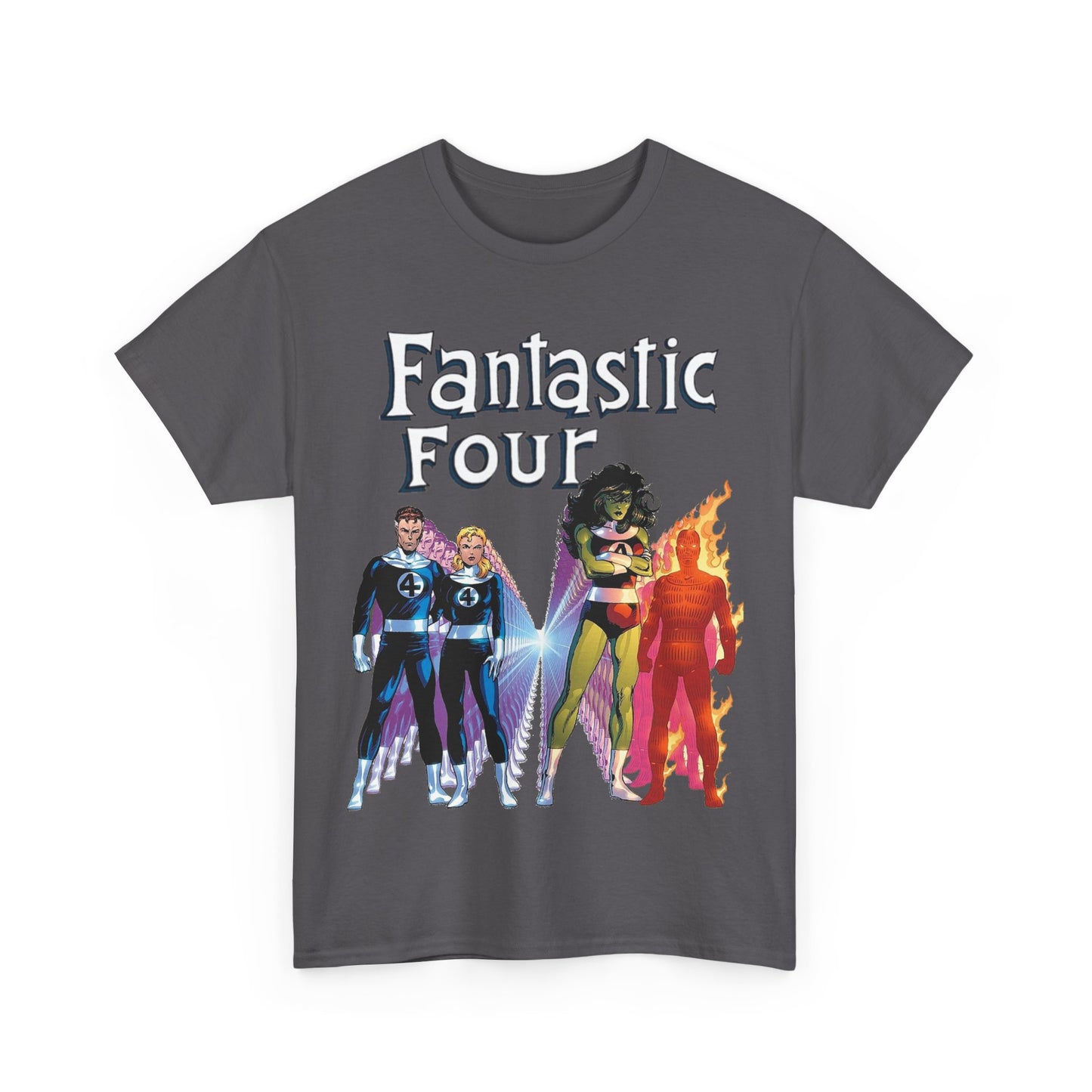 Fantastic Four T-Shirt - John Byrne Art - She-Hulk, Reed Richards, Human Torch, Invisible Woman - Marvel Comics