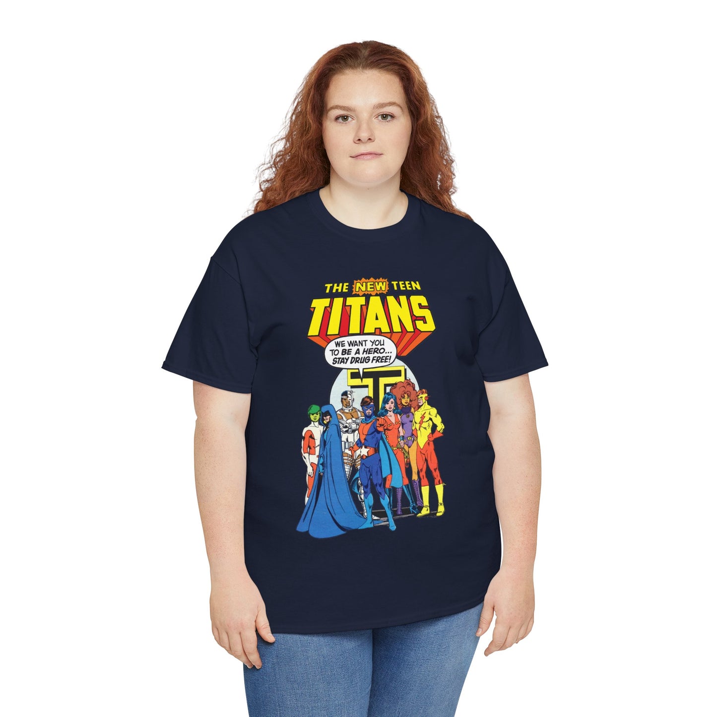 New Teen Titans T-Shirt - 1980s DC Comics Drug Awareness Specials - Protector, Starfire, Cyborg, Wonder Girl, Raven