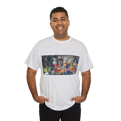 Justice League T-Shirt - Kevin Maguire Art - Superman, Wonder Woman, Flash, Aquaman, Green Lantern - DC Comics