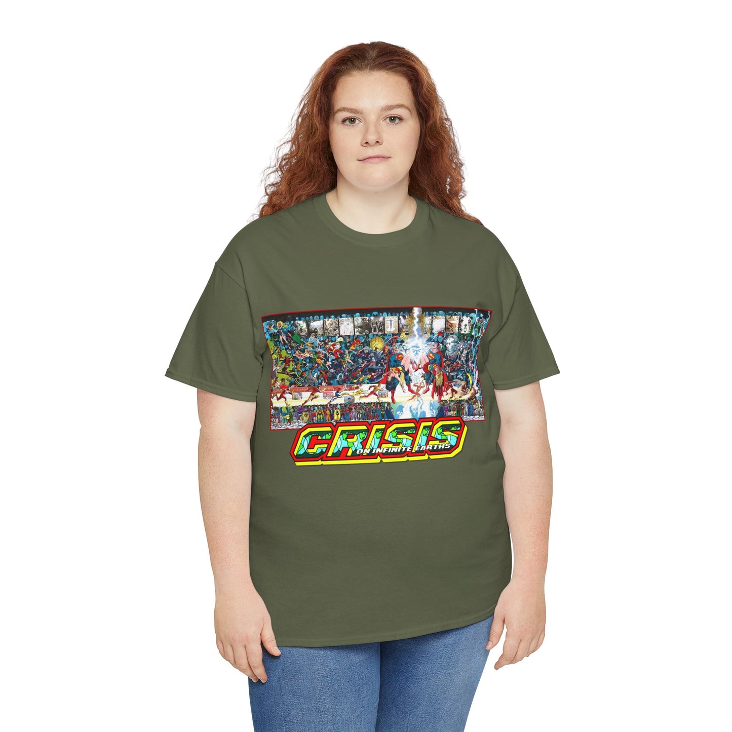 Crisis on Infinite Earths T-Shirt - Jerry Ordway/George Perez Art - Updated 2025 Poster Art - Superman, Wonder Woman, Supergirl, Flash, Harbinger, Pariah, Obsidian, Firestorm - DC Comics