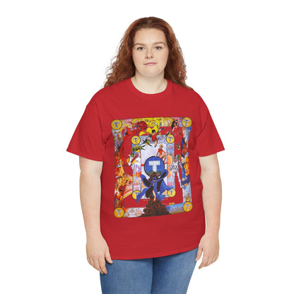 New Teen Titans Poster T-Shirt - George Perez Art - Cyborg, Raven, Robin, Terra, Wonder Girl, Changeling, Kid Flash, Deathstroke, Blackfire - DC Comics