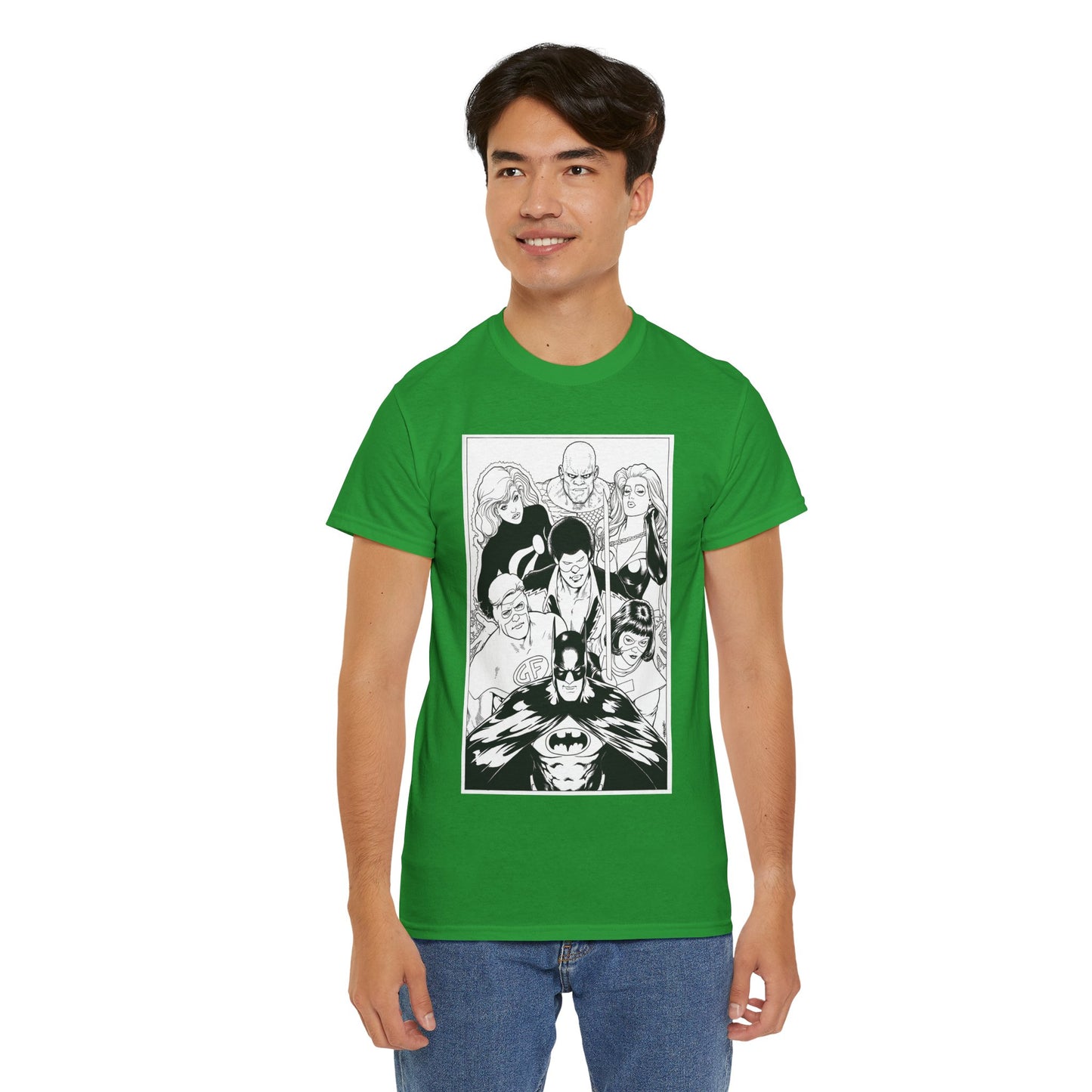 Batman & the Outsiders T-Shirt - Kevin Maguire Art - Black & White - Black Lightning, Metamorpho, Halo, Looker, Katana, Geo-Force - DC Comics