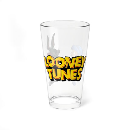 Bugs Bunny & Elmer Fudd Pint Glass, 16oz - Popular Looney Tunes Cartoon Art - King Arthur's Court - Medieval Knights Theme - WB