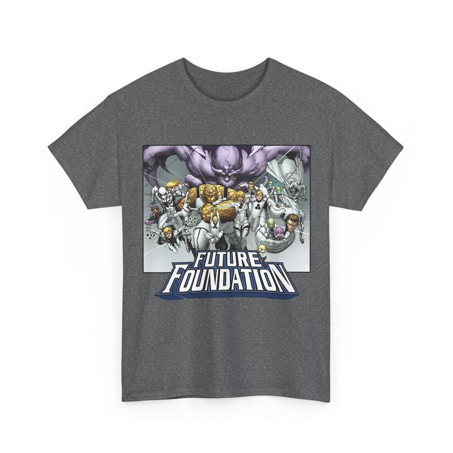 Future Foundation T-Shirt - Marko Djurdjevic Art - Spider-Man, Mr. Fantastic, Invisible Woman, The Thing, Dr. Doom, Bentley 23, Dragon Man, the Moloids - Marvel Comics