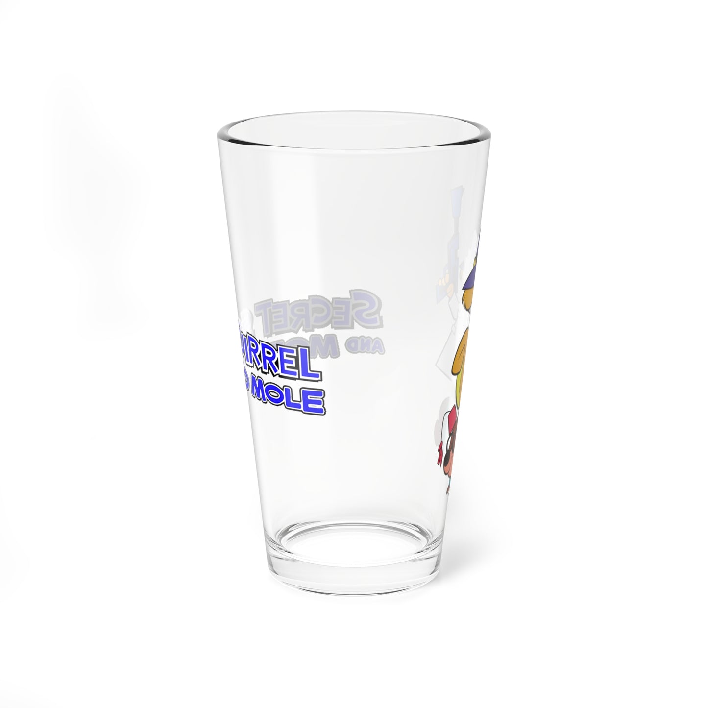 Secret Squirrel & Morocco Mole Pint Glass, 16oz  - Hanna-Barbera Saturday Morning Cartoon, 1960s - International Sneaky Service - Agent 000