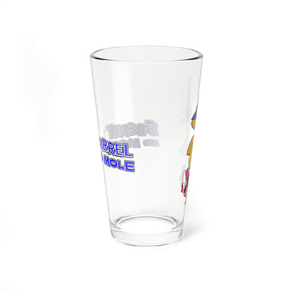 Secret Squirrel & Morocco Mole Pint Glass, 16oz  - Hanna-Barbera Saturday Morning Cartoon, 1960s - International Sneaky Service - Agent 000