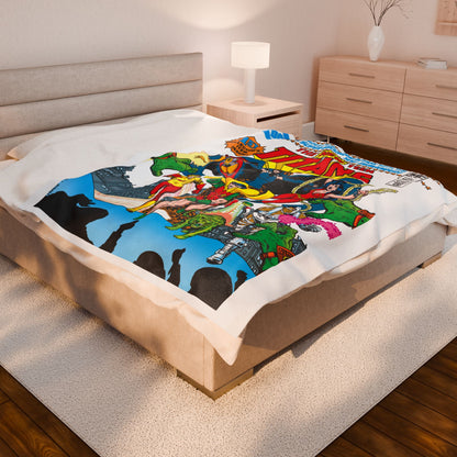 New Teen Titans Velveteen Plush Blanket 60x80" - George Perez Art - DC Comics - Robin, Wonder Girl, Cyborg, Raven, Starfire