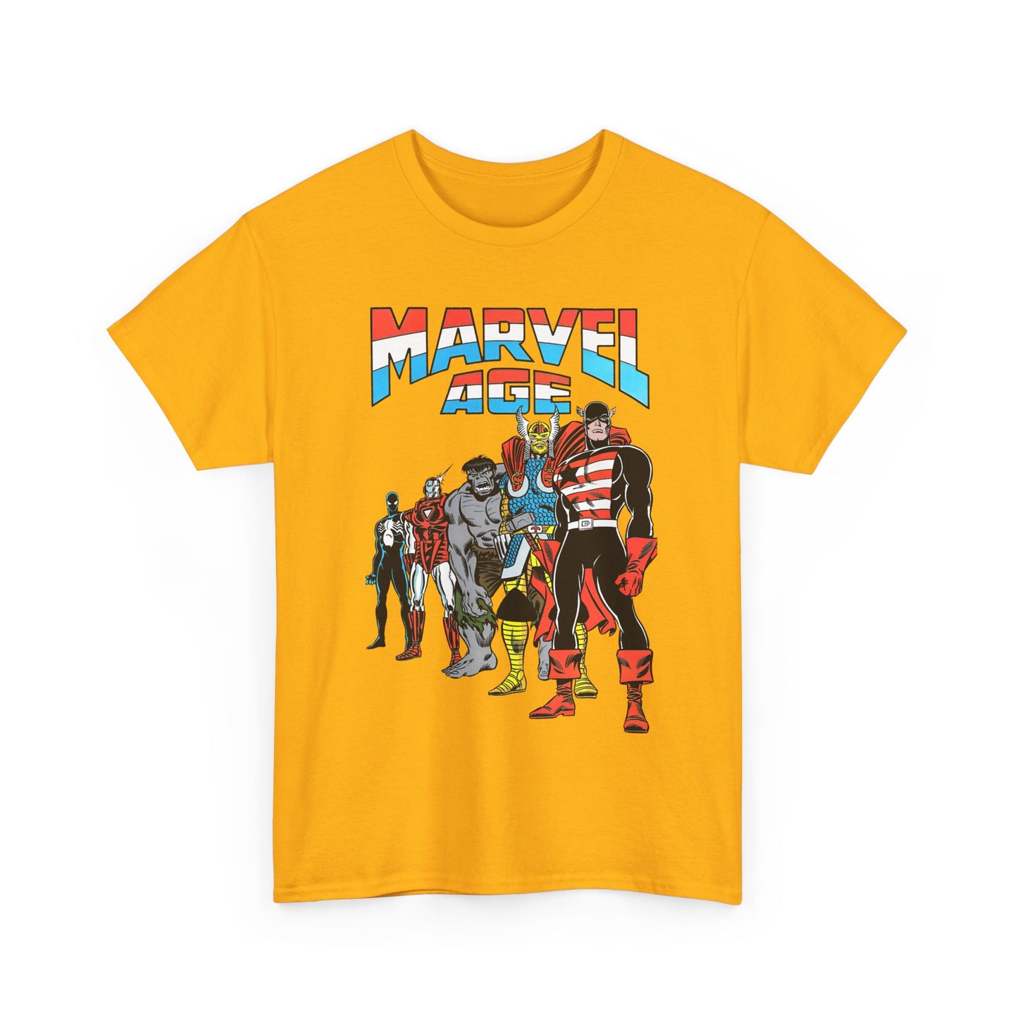 Marvel Age T-Shirt - Captain America, Thor, Incredible Hulk, Iron Man, Spider-Man - New Looks for the 80s