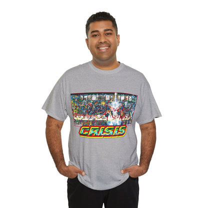 Crisis on Infinite Earths T-Shirt - Jerry Ordway/George Perez Art - Updated 2025 Poster Art - Superman, Wonder Woman, Supergirl, Flash, Harbinger, Pariah, Obsidian, Firestorm - DC Comics