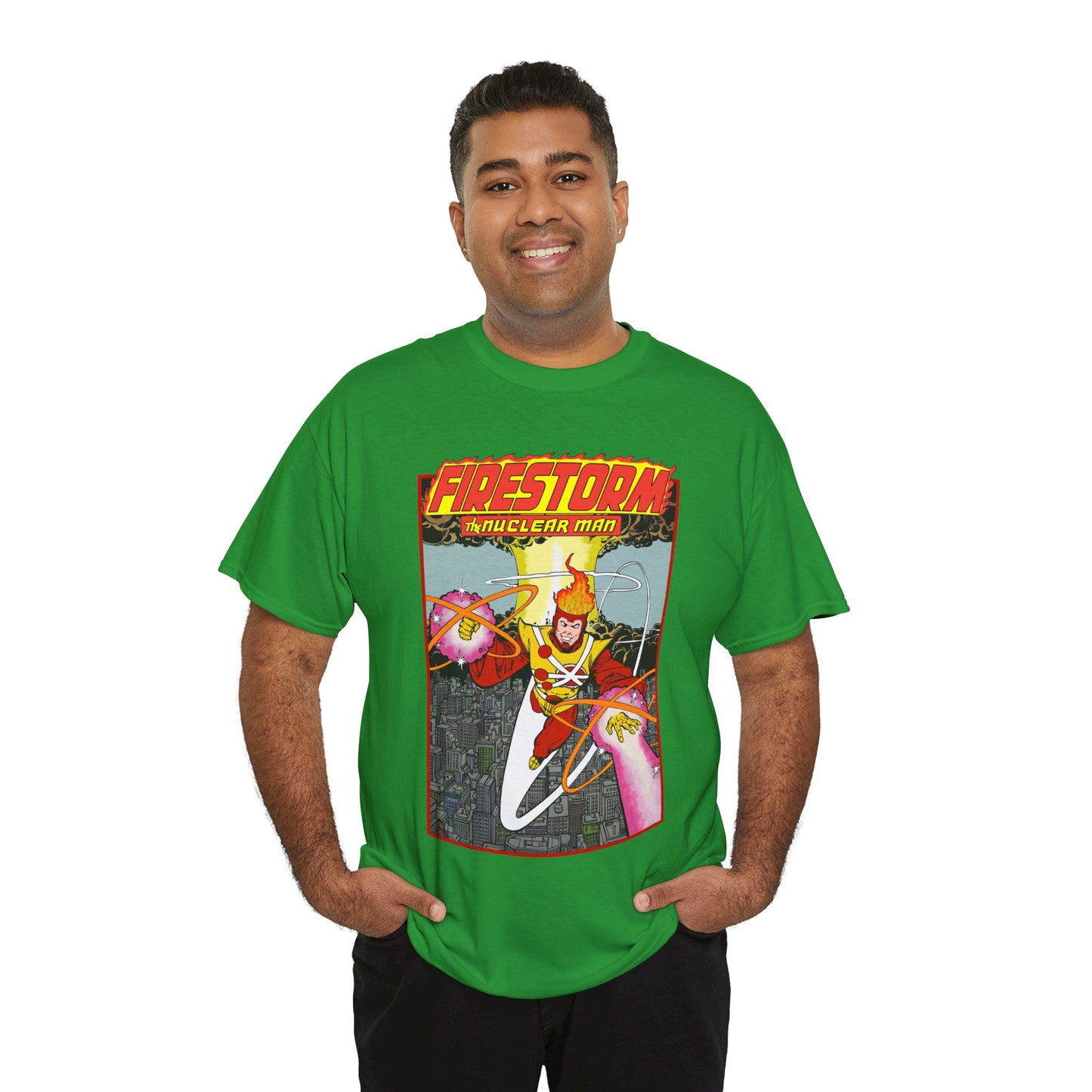 Firestorm the Nuclear Man T-Shirt - George Perez JLA Postcard Art 1980s - DC Comics - Justice League of America Member