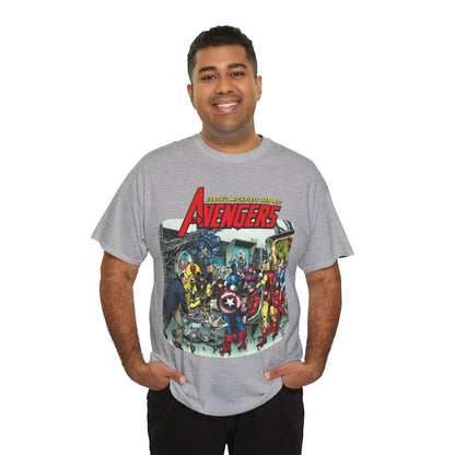 Classic Avengers T-Shirt - George Perez Art - Captain America, Hawkeye, Iron Man, Vision, Scarlet Witch, Quicksilver, Jarvis - Marvel Comics