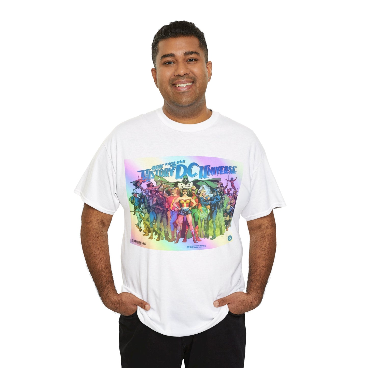 New History of the DC Universe T-Shirt - Wonder Woman, Wildcat, Black Canary, Sgt. Rock, Etrigan, Spectre, Jonah Hex - DC Comics