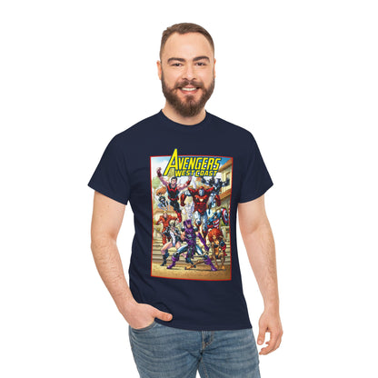 West Coast Avengers T-Shirt - Todd Nauck Art - Hawkeye, Iron Man, Wonder Man, Tigra, Vision - Marvel Comics