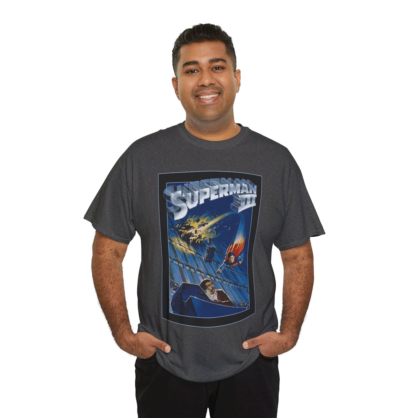 Superman III T-Shirt - Movie Poster Art - Christopher Reeve & Richard Pryor - Metropolis, Man of Steel - DC Comics