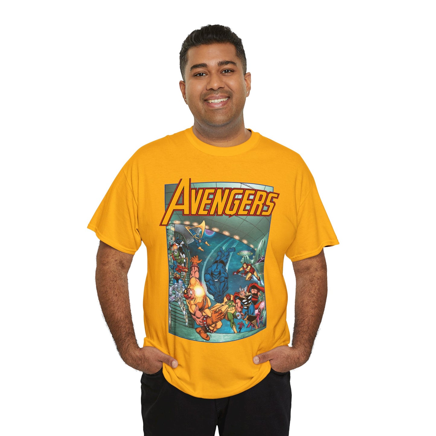 Avengers Vs Guardians of the Galaxy T-Shirt - George Perez Art - Tomorrow's Avengers - Thor, Captain America, Iron Man, Scarlet Witch, Vision, Wonder Man - Marvel Comics
