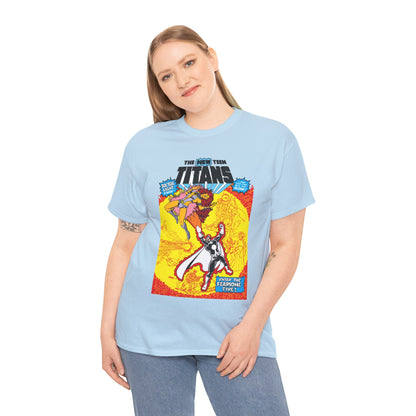 New Teen Titans T-Shirt - George Perez Art - #3 Cover Art - Dr. Light & the Fearsome Five Vs Starfire & the Teen Titans - DC Comics