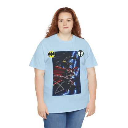 Batman & Spawn T-Shirt - Todd McFarlane Art - Gotham City, Frank Miller Story - DC Comics & Image Comics