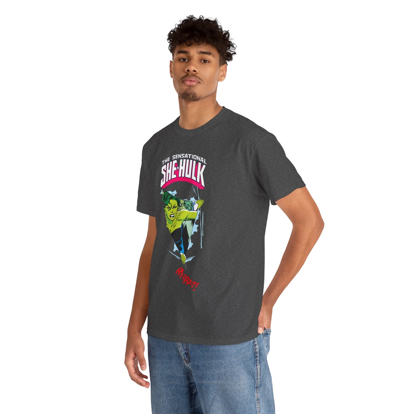 Sensational She-Hulk T-Shirt - John Byrne Art - Marvel Comics - Jennifer Walters - Ripping Through the Shirt - Fourth Wall
