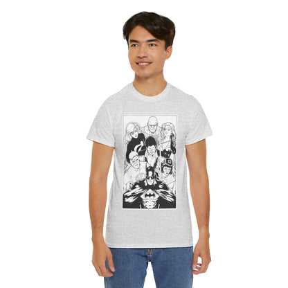 Batman & the Outsiders T-Shirt - Kevin Maguire Art - Black & White - Black Lightning, Metamorpho, Halo, Looker, Katana, Geo-Force - DC Comics