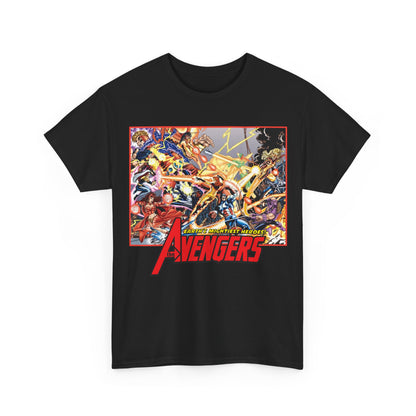 Avengers Vs Thunderbolts T-Shirt - George Perez Art - Captain America, Iron Man, Wonder Man, Scarlet Witch, Hawkeye, Citizen V, MACH-1, Techno, Atlas, Songbird - Marvel Comics