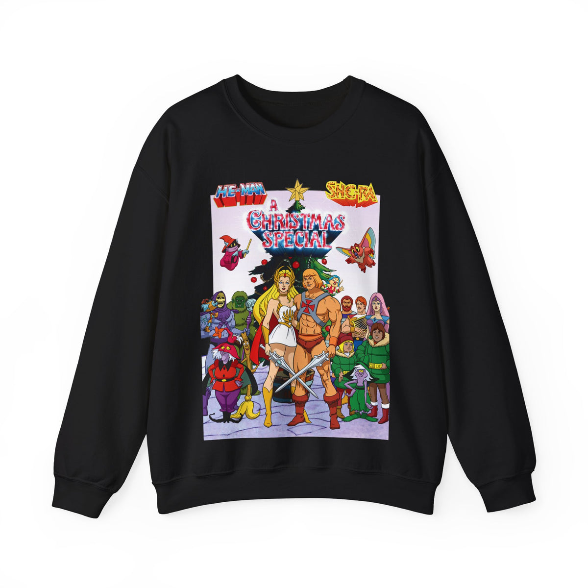 He-Man & She-Ra Christmas Special Heavy Blend Crewneck Sweatshirt - Masters of the Universe, Princess of Power Filmation Festive Holiday Cartoon