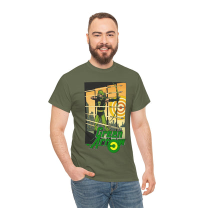 Green Arrow T-Shirt - George Perez Art - 1980s Justice League Postcard Art - JLA - DC Comics