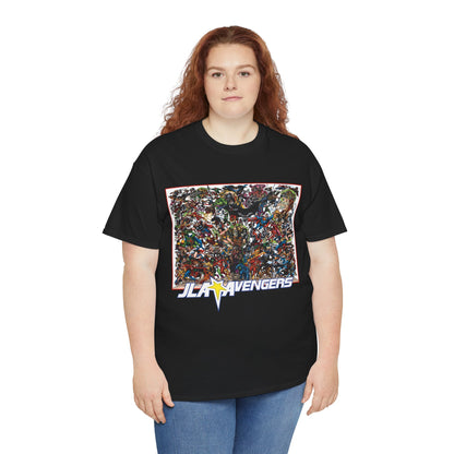 JLA Vs Avengers T-Shirt - Stunning, Classic George Perez Art - DC & Marvel 200s Crossover - Superman, Thor, Wonder Woman, Captain America, Flash, Black Panther, Iron Man, Batman