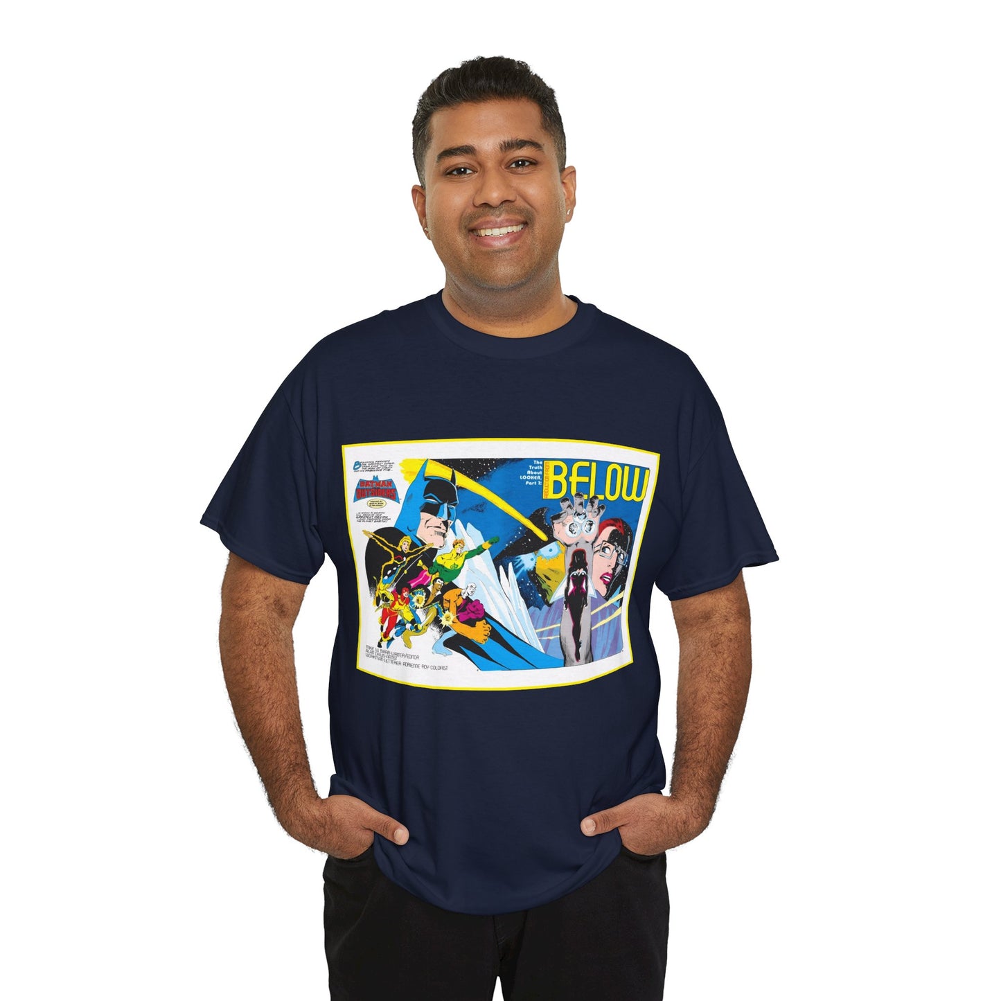 Batman & the Outsiders T-Shirt - Alan Davis Art - Promotional Poster - Looker, Halo, Katana, Geo-Force, Metamorpho, Black Lightning - DC Comics