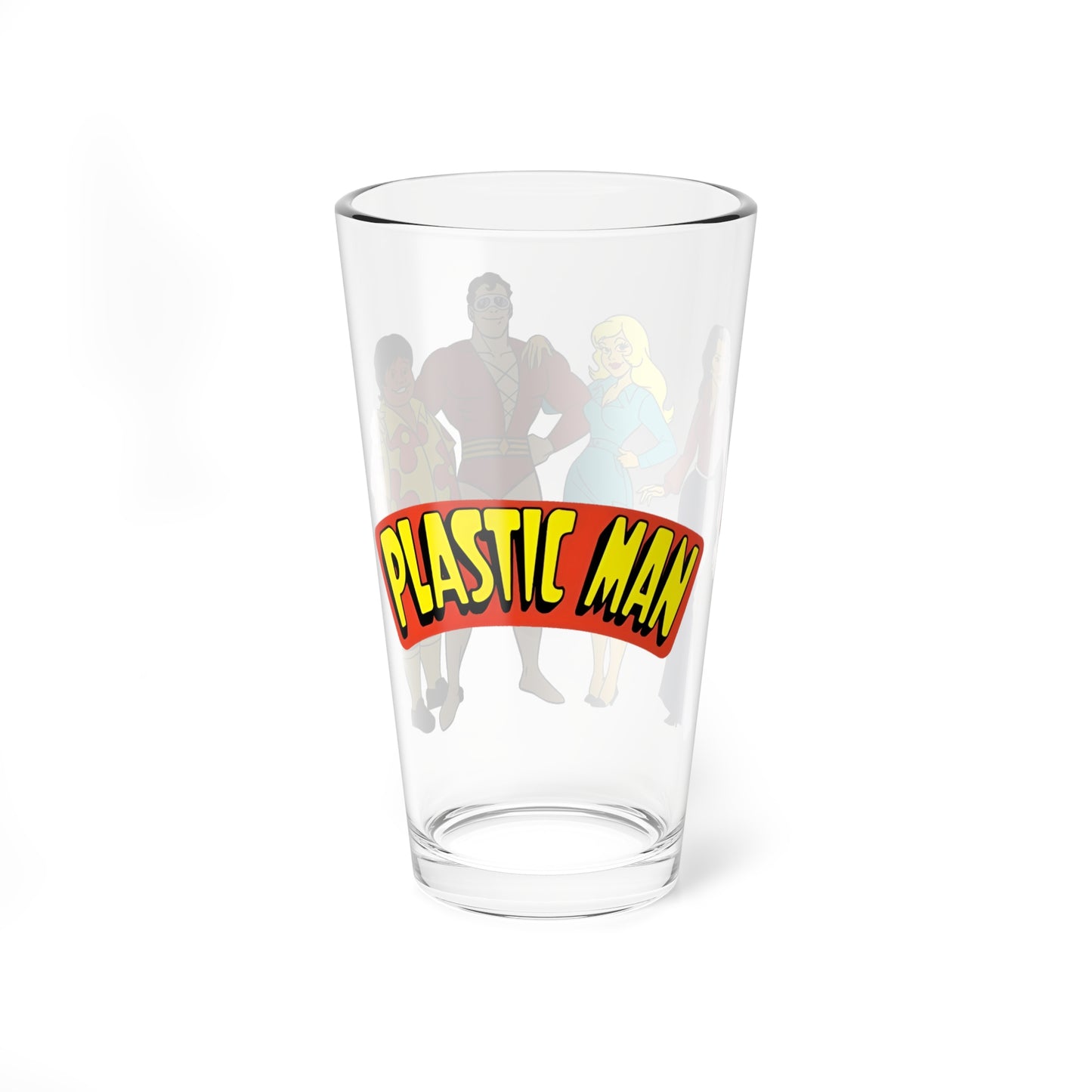 Plastic Man Pint Glass, 16oz - Saturday Morning Cartoon 1970s - Penny, Hula-Hula